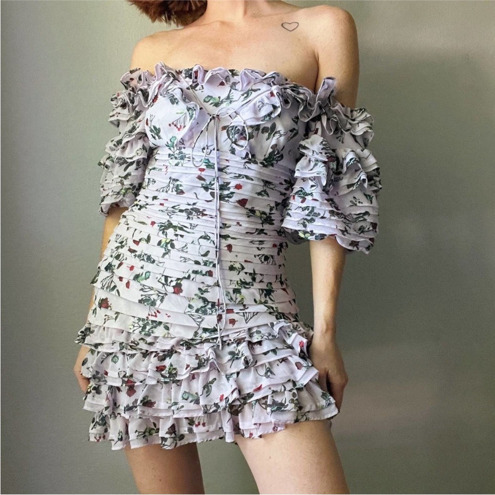 Floral miss sixty Off-Shoulder Ruffle Dress